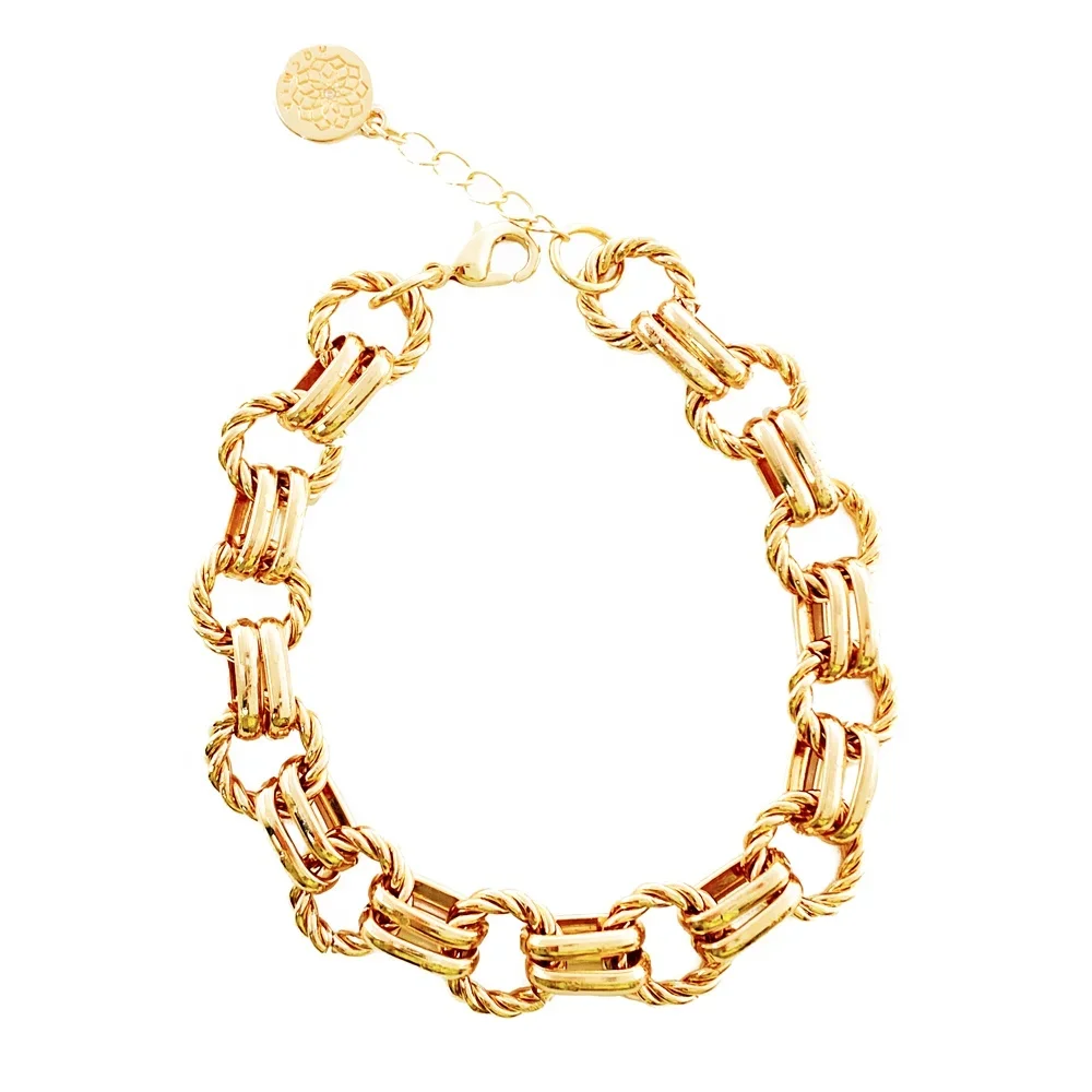 Custom Hot sale Gold Plated alloy Link Chain Bracelets Fashion Jewelry Bracelets & Bangles for Women Gift Accessory