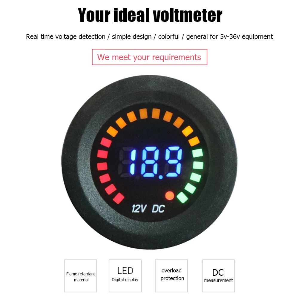 DC 5-36V LED Digital Color Display Voltmeter Car Motorcycle Volt Panel Meter