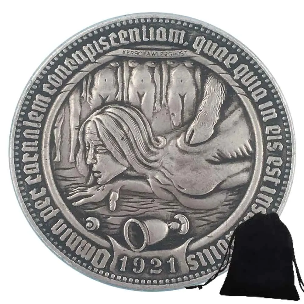 Liberty Brave Girl Old Hobo Nickel Art Couple Coin/US Good Luck Badge Commemorative Morgan Coin+Gift Bag