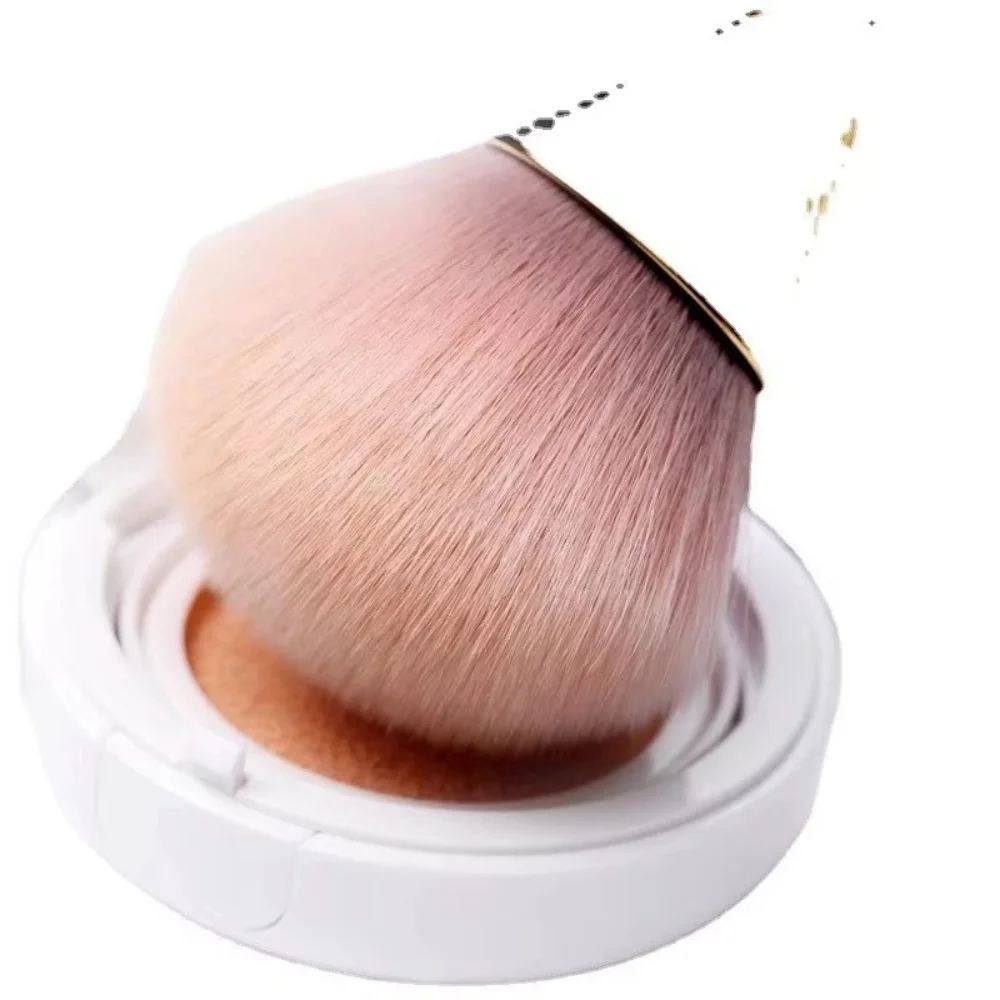 Rose Gold Fan Makeup Brush Soft Fluffy Loose Powder Blush Highlighter Brush Long Handle Professional Face Cosmetic Fixing Tool