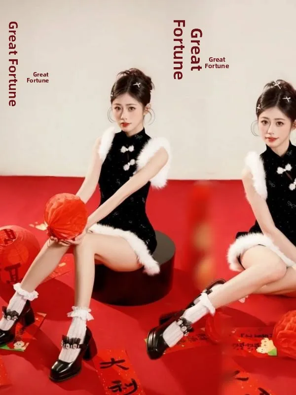 

New Year Theme Chinese Style Photography Costume Studio New Vintage National Trend Artistic Spring Fashion Women's ...