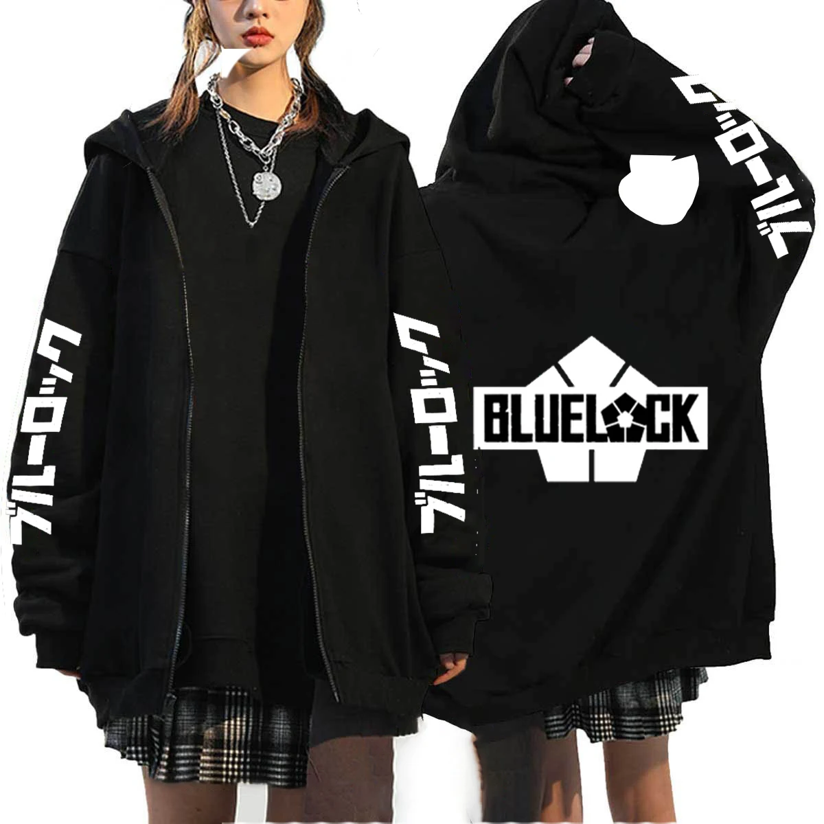 Harajuku Anime Blue Lock Isagi Yoichi Graphic Printed Hooded Men Women Zipper Hoodies Casual Loose Sweatshirt Male Zip Up Jacket