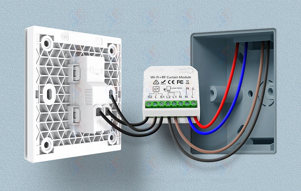 Drahtloser Vorhang-Rollverschlussschalter Tuya, WiFi RF Smart Modul für Jalousien, Markise, 5-in-1-Fernbedienung, funktioniert mit Alexa Google Home – Detail 12