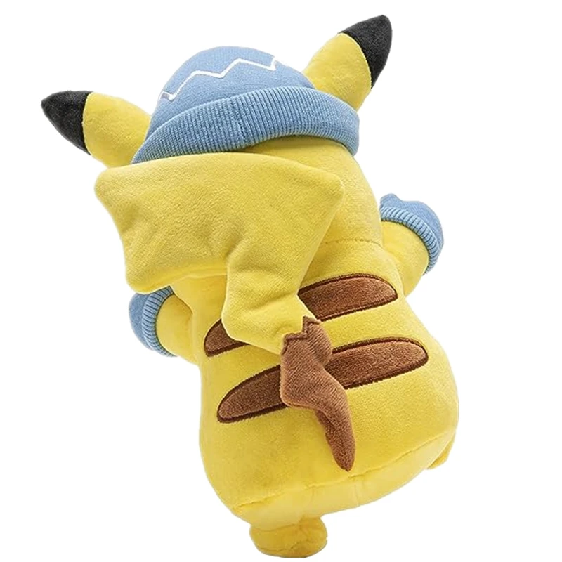 Pokemon plush with winter hat and mittens, 8 inch pikachu plush with unique, multicoloured accessory