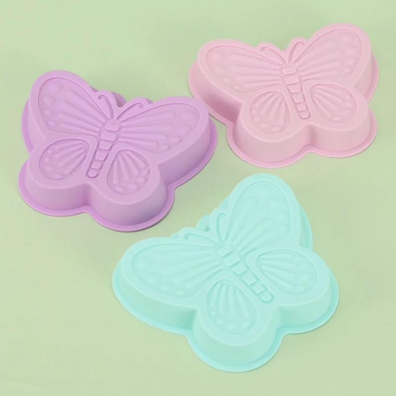 4-PCS  butterfly-shaped food-grade silicone baking mold cake bread chocolate muffin mousse jelly candy biscuit soap candle