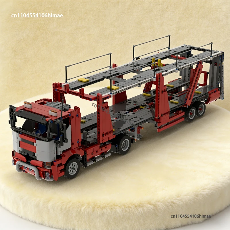 Custom Semi-Trailer Car Transporter Building Blocks Model DIY Heavy Duty Truck Trailer Bricks kids Toy Christmas Gift MOC-42098