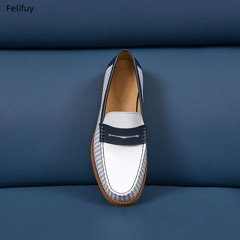 Vintage Top Layer Genuine Leather Slip on Loafers Patchwork Breathable Moccasins Driving Flats Casual Cowhide Shoes for Men