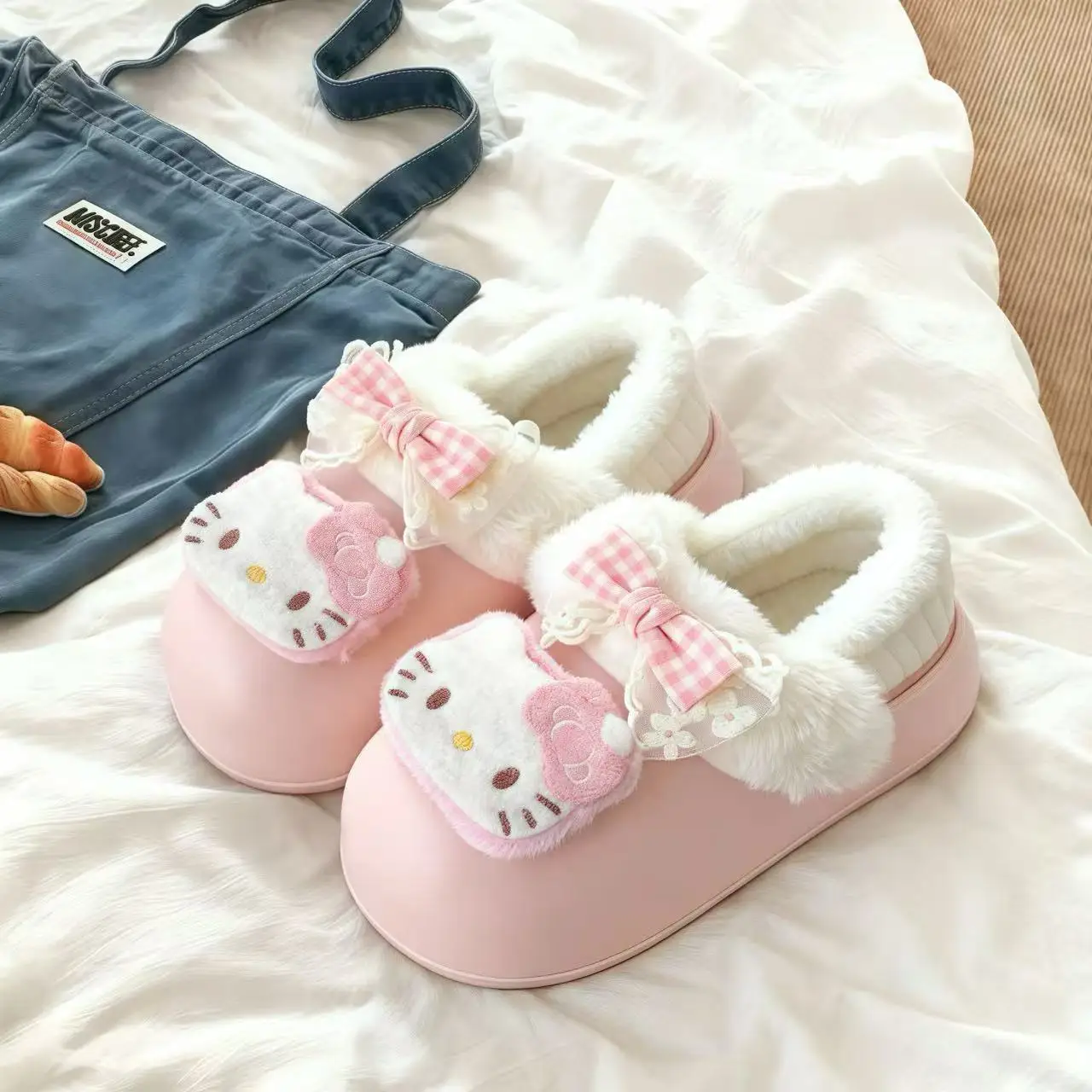 

Модные зимние теплые клетчатые хлопковые тапочки с запахом пальцев для пар, шлепанцы на толстой мягкой подошве для мужчин и женщин, домашняя нескользящая обувь на плоской подошве