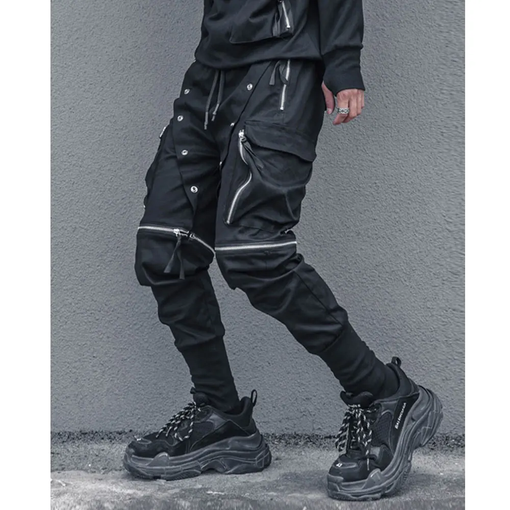 

AOGZ Autumn Knee Zipper Detachable Leggings High Street Pants Casual Pants Men Harajuku Cargo Pants Hip Hop Joggers Trousers