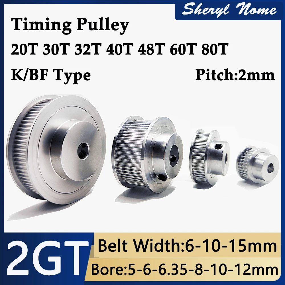 3D Printer Parts 2GT GT2 Timing Pulley 36 40 48 Tooth Teeth Bore 5 6 6.35 8 10 12mm Synchronous Wheels Width 6/9/10/15mm Belt