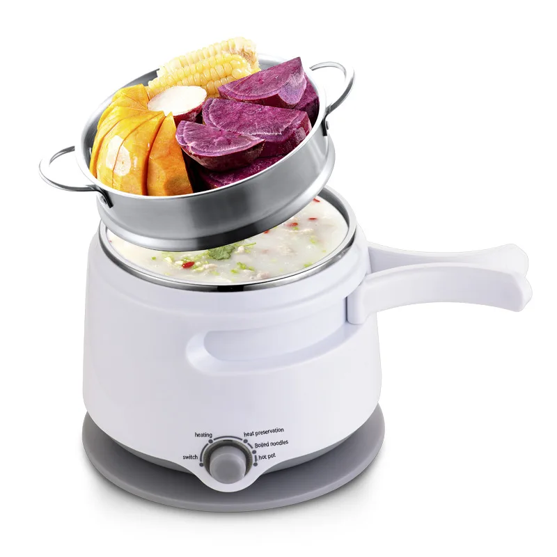 600W Non-stick Electric Cooking Pot 1.8L Hot Pot 304 Stainless Steel Rice Cooker Home Steamer Multi-function Breakfast Machine