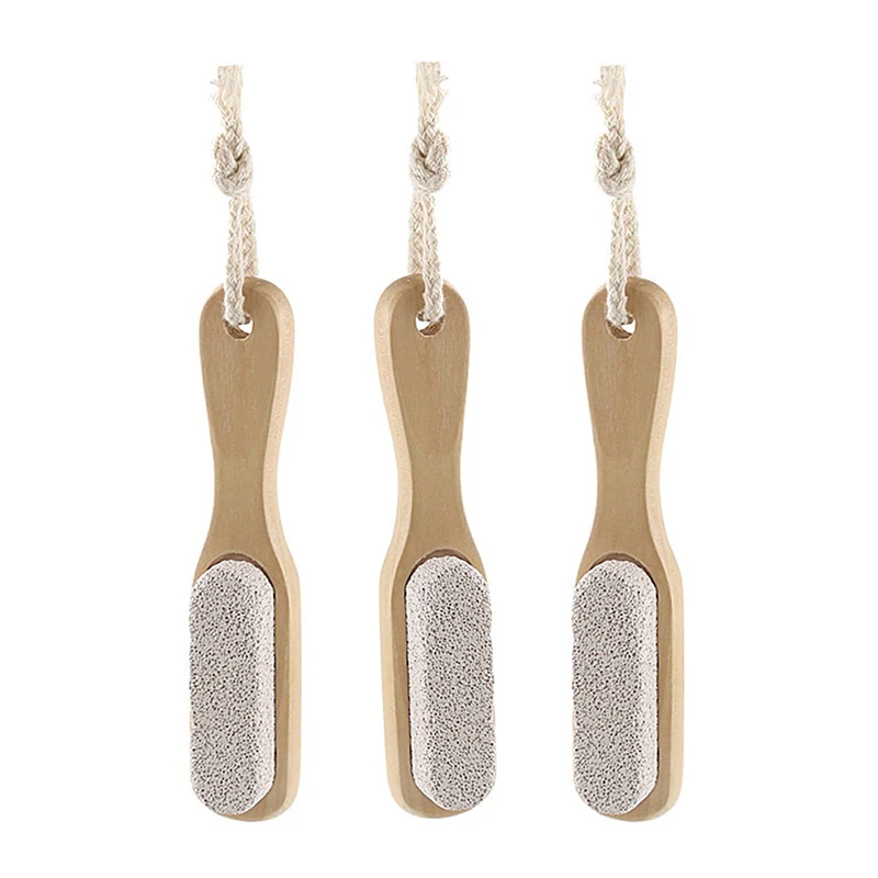(.) 1PC Wood Pumice Stone Foot Massage Brush Feet Exfoliating Remover Scrubber Tool Foot Care