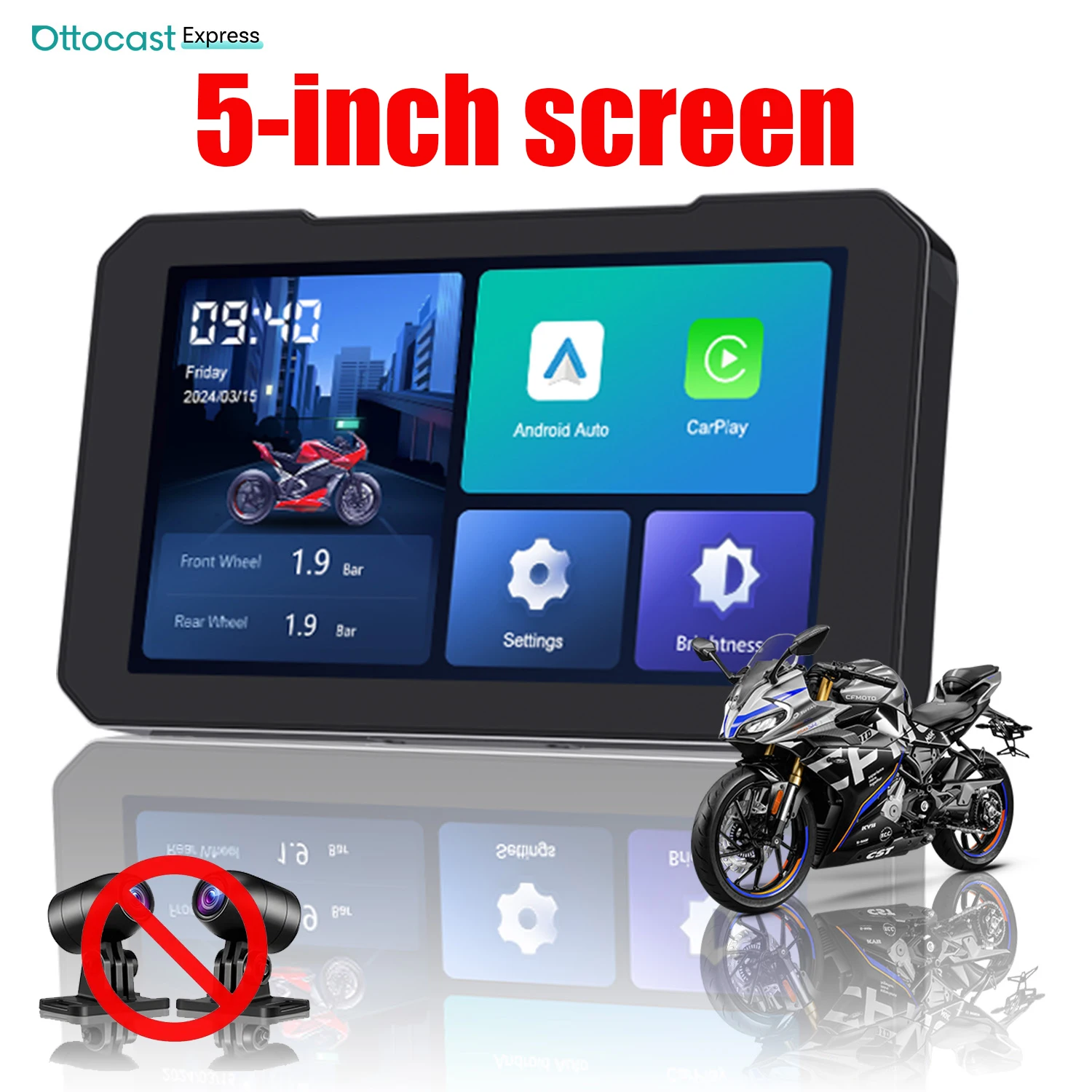 Ottocast Express Motorcycle Display 6.0 inch IP67 Waterproof GPS