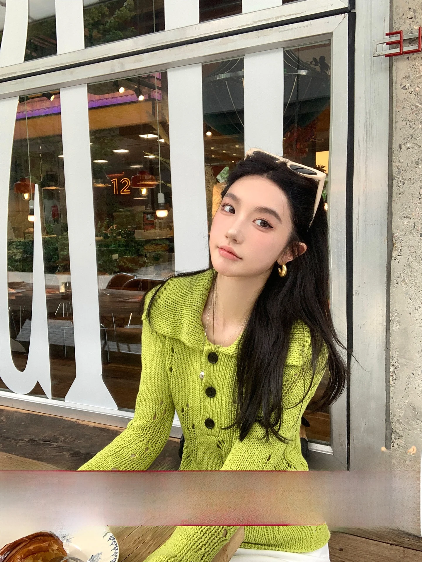 

Ouyang Irregular Hollow Knitted Sweater Women's Loose Fit Casual Sle Long Sve T-irt Vintage Sle Turn-down Collar