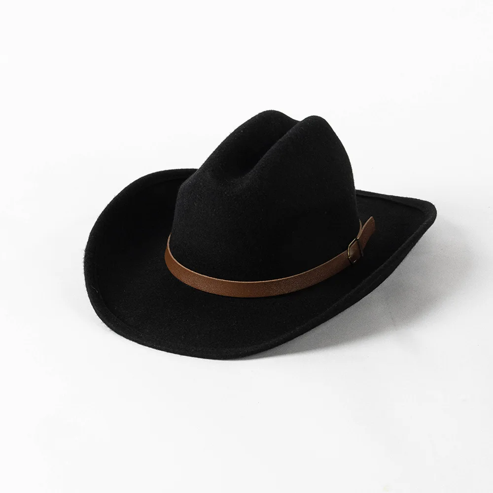 

Стильная осенне-зимняя новая декоративная токарная шерстяная джинсовая шляпа с пряжкой на ремне, унисекс, фетровая джазовая шляпа