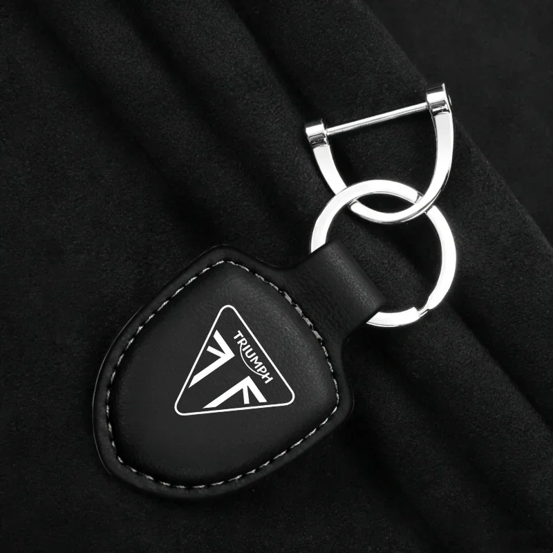Leather motorcycle keychain pendant black and red