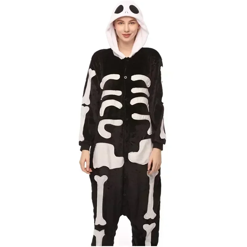 Anime Kigurumis Adult Skeleton Onesie Pajamas Animal Jumpsuit Funny Pajama Unisex Sleepwear Homewear Pajama Halloween Women Suit