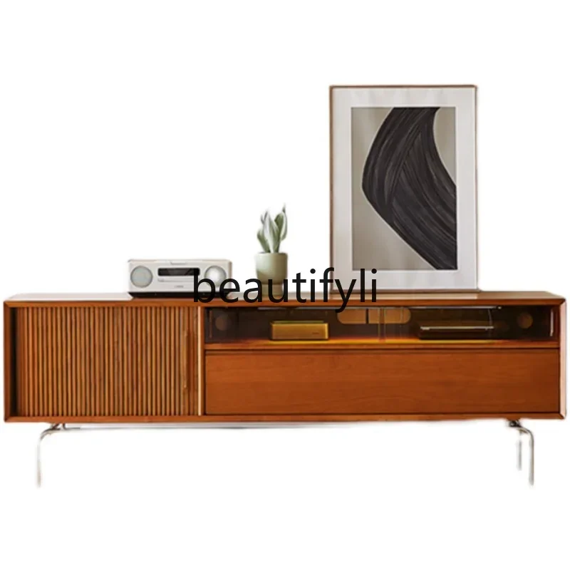 D2520 Solid wood TV cabinet living room simple small apartment storage floor cabinet, drawer audio-visual cabinet