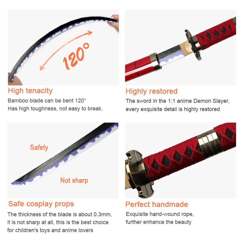 Three-pieces Roronoa Zoro Katana Anime Characters Sword Cosplay Toy Katana Complimentary Belt and Sword Holder