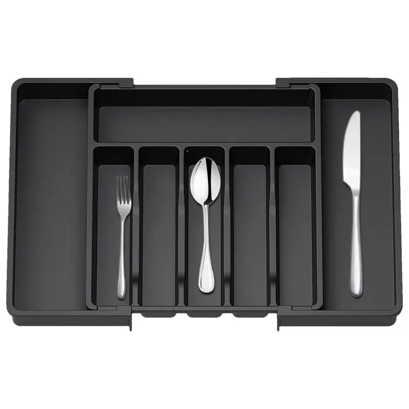 1pc Lifewit Silverware Drawer Organizer Adjustable Flatware And Cutlery Holder Black Expandable Utensil Tray Storage Box Kitchen