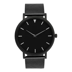 Watches Women Black Leather Strap 2 Years Warranty Watch 316L Stainless Steel Simple Dial Face Clocks