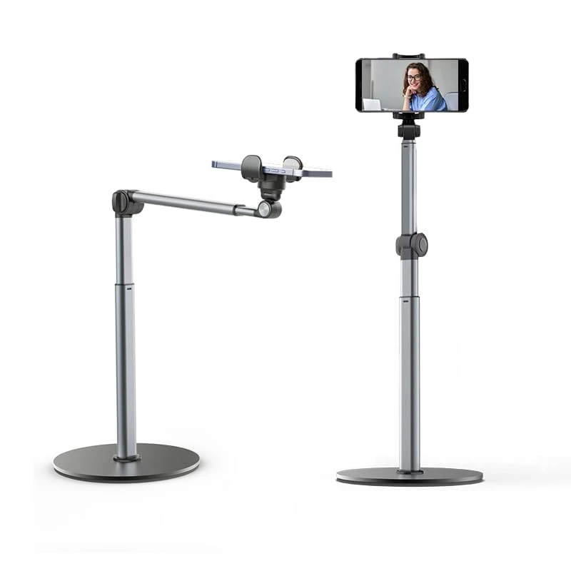 

Heavy duty mobile phone holder for video recording, overhead stand, retractable smartphone arm stand, adjustable height/angle, g