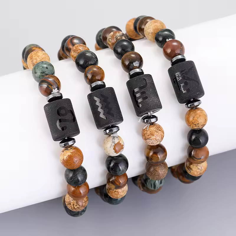 12 Zodiac Bracelets Natural Stone Cancer Virgo Leo Libra Bracelet Couples Friendship Gifts Bracelets jewelry pulsera hombre - Image 6