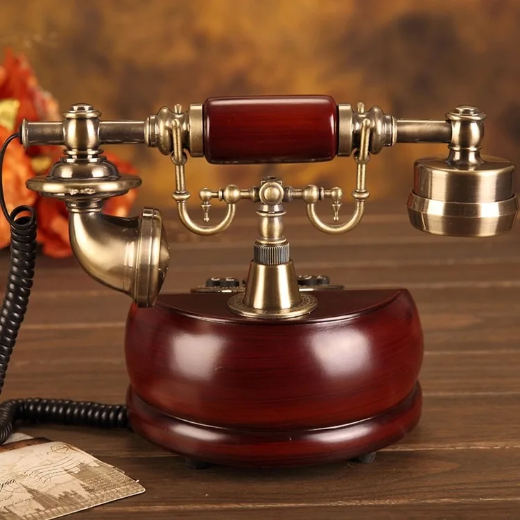 Decorative Telephones Republic of China Style Retro Imitation Solid Wood Phone Antique Landline European Antique Phone Caller ID