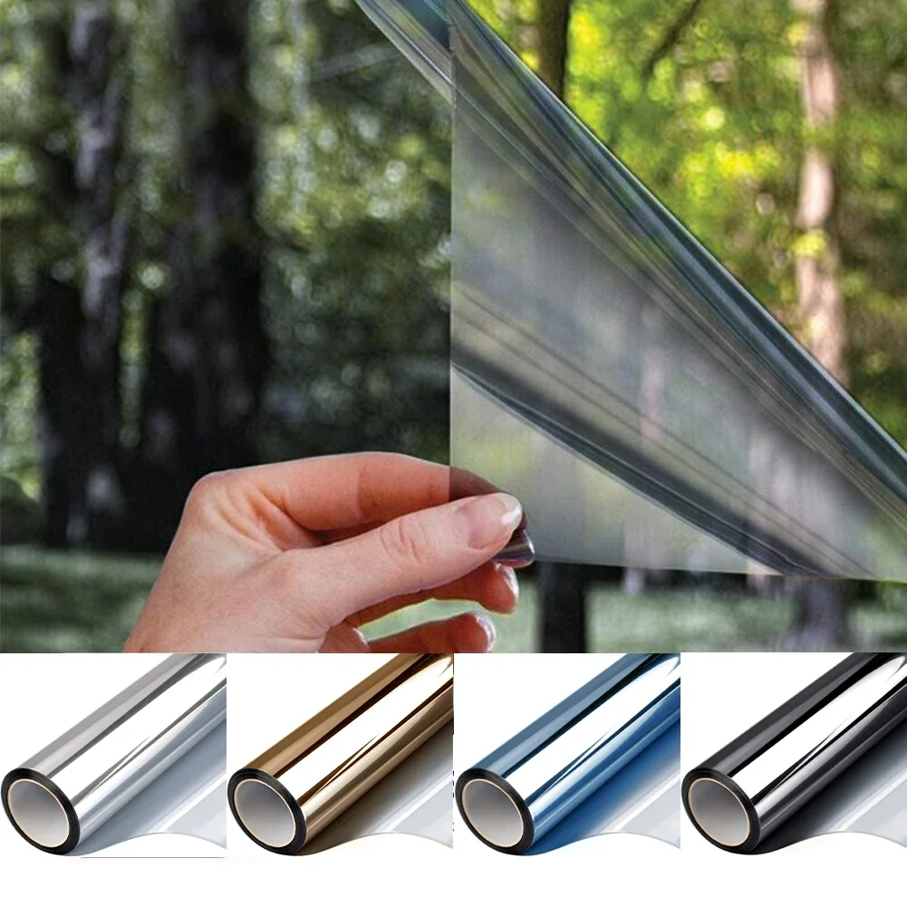 Filme de janela de espelho unidirecional, bloqueio de calor de privacidade, anti uv, matiz de janela reflexiva para casa, autoadesivo, vitral, filme solar