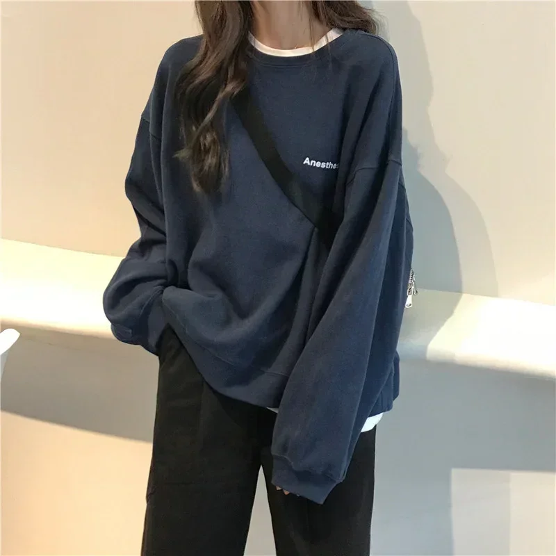 Women Sweatshirts Letter T-shirt Summer Korean Fashion Thin Chic Hoodie Shirt Long Sleeve Top Women\'s Loose Pullover Y2k Clothes