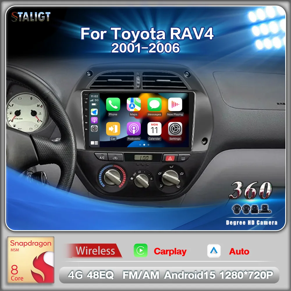 

Autoradio Car Audio Stereo Multimedia Automotive Autoradio For Toyota RAV4 Rav 4 2001 2002 2003 2004 2005 2006 Carplay Auto FM