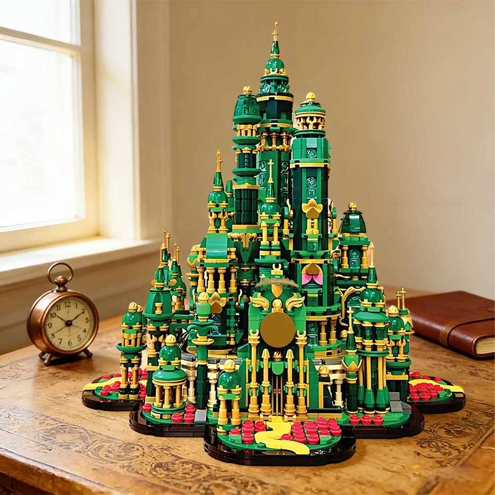 

MOC Emerald City Palace Building Blocks Grand Green Tower Architecture Model Challenging DIY Display Piece for Adult Hobbyists