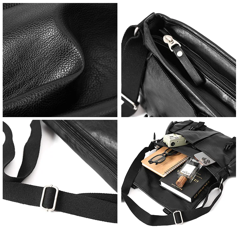 Imagem -04 - Nova Moda Masculina Bolsa do Mensageiro Grande Capacidade Crossbody Bolsas dos Homens Clássico Retro Bolsa de Ombro Mensageiro Bolsa da Escola Portátil Mochila