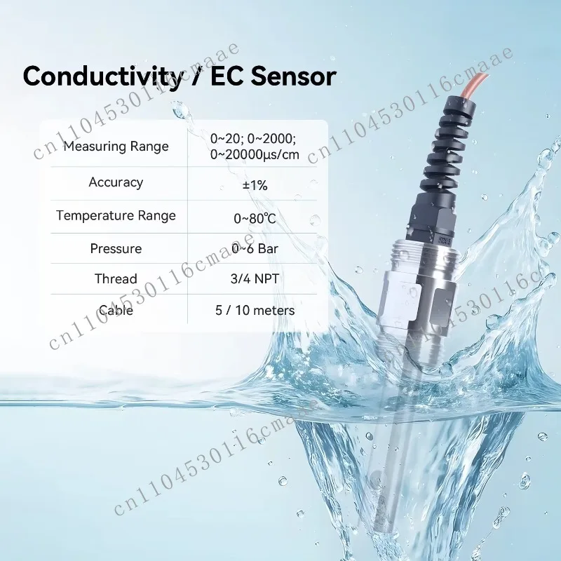 3/4NPT Thread NPT10K PT1000 Stainless Steel Conductivity EC Sensor Conductivity Ec Electrode 0-20,000us/cm