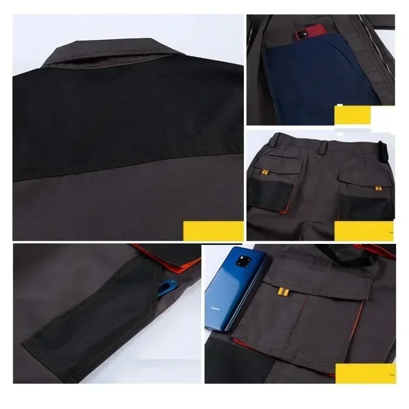 Work Clothing Men Jacket Pants Suit Wear-resistant Factory Labor Uniforms Tooling Auto Repair Work Coveralls Workshop Workwear