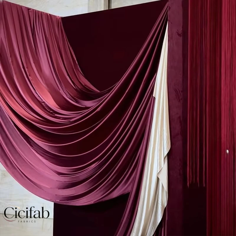 Red Coffee Pearlescent Champagne Fabric DIY Wedding Backdrop Drape Ceiling Curtain Sewing Evening Gown Bridal Wedding Dress