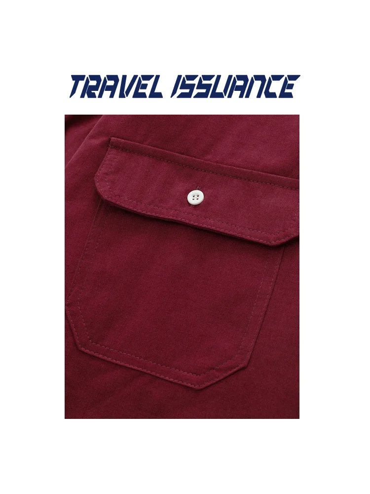 Travel Issuance Unisex Loose Fit  Color Short Sleeve Shirt American Retro Dual Pocket Breathable Cotton Summer Casual Shirt