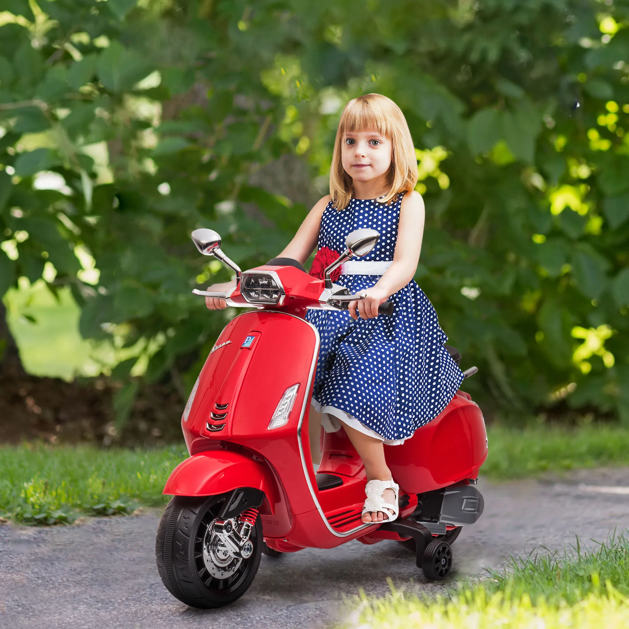 AIYAPLAY Moto Eléctrica para Niños de +3 Años con Licencia Vespa Rojo