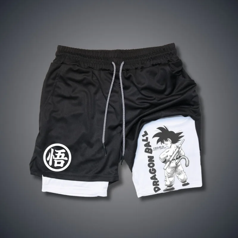 

Dragon Ball Animation Peripheral Shorts Double-Layer Printed Adult Sports Shorts Cartoon Men's Clothing Son Goku Holiday Gift