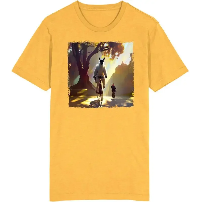 Llama And Bird Riding Bikes T Shirt