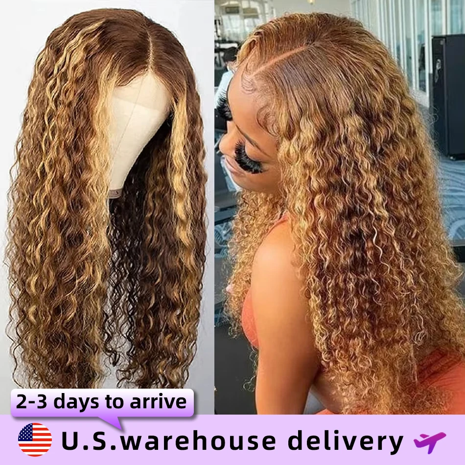 

13x4 Highlight Curly Lace Front Human Hair Wigs For Women Brazilian Honey Blonde Deep Wave Frontal Wig 13x6 Hd Lace Colored Wig