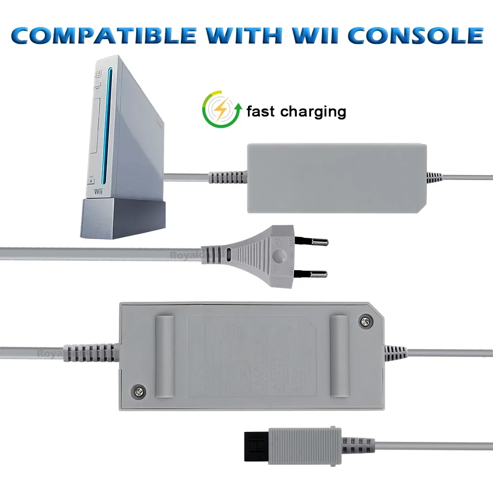 NEW AC Power Supply Adapter Cable Cord For 100‑240V Power Adapter Cable for Nintend Wii Game Console Power Cord EU US PLUG