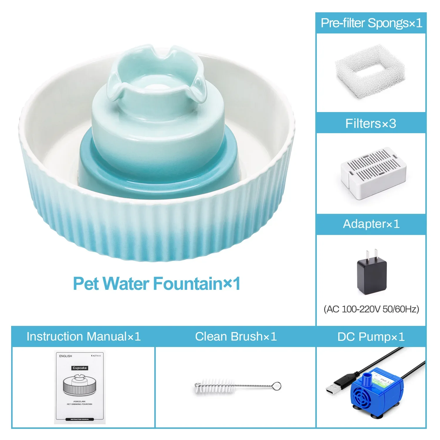 Ceramic Automatic Cat Water Dispenser Pet Water Fountain Creative Cute 5-Layer Filtration Mute Dogs Dispenser Drinking Feeder