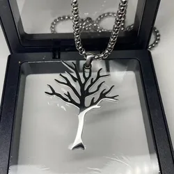 High Quality Jewelry Glossy Silver Color Stainless Steel Tree of Life Pendant Necklace Men's Mysterious and Domineering Necklace