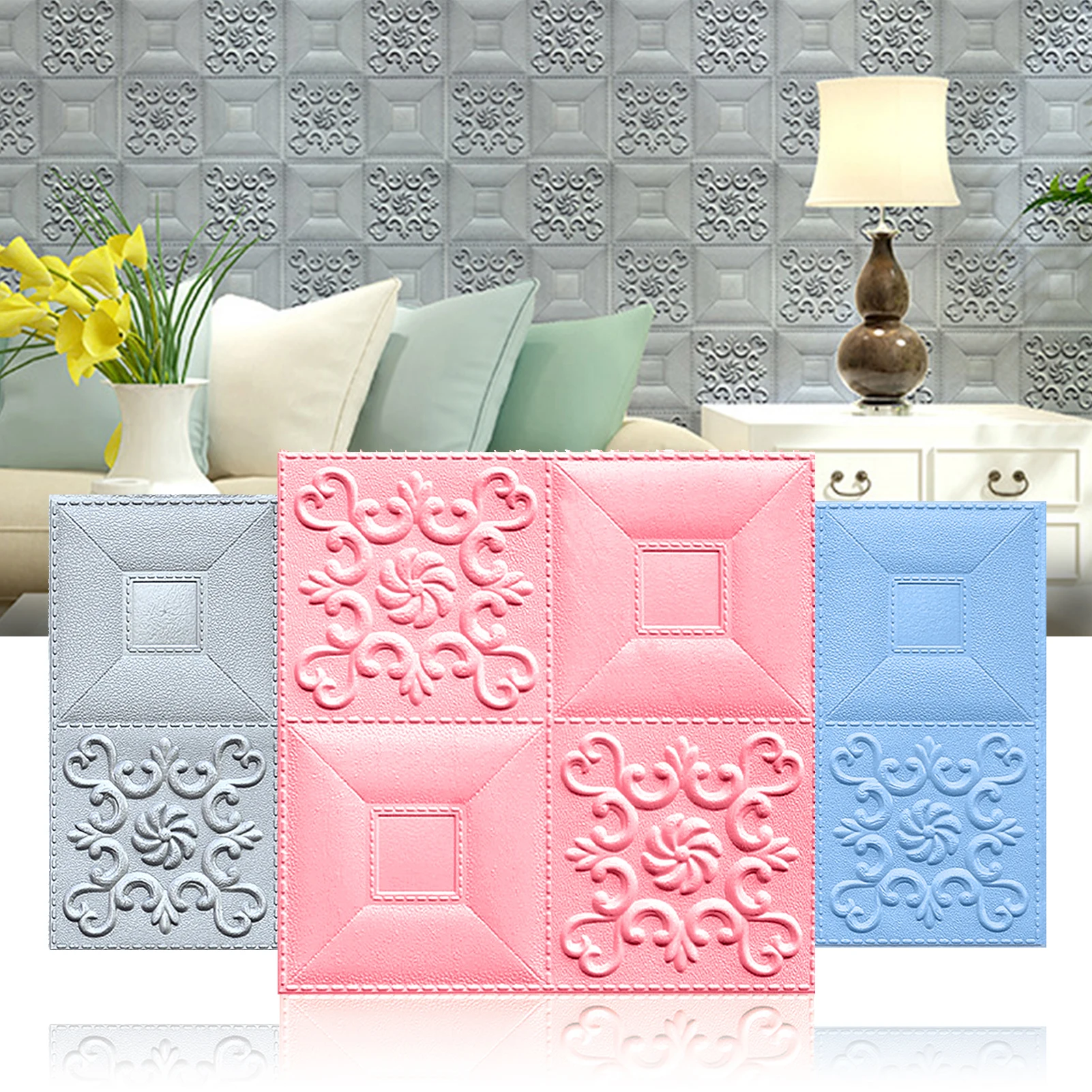 3D Brick Wall Stickers Self-Adhesive Foam 3D Wall Sticker Brick Waterproof Wallpaper TV Wall Ceiling Home Decorations