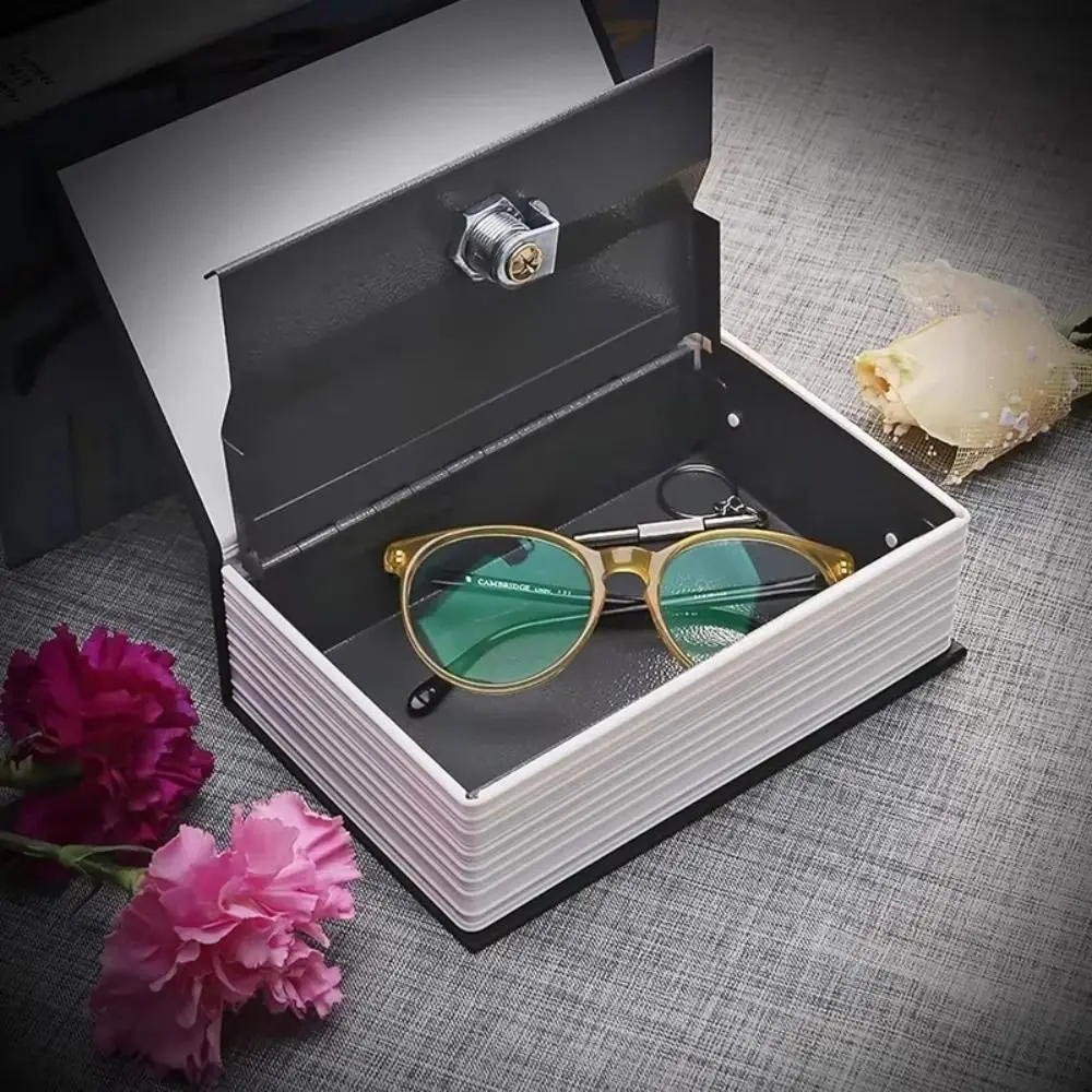 Metal Book Money Box Simulation Combination Lock Piggy Bank with Lock Hollow Book Cash Coin Storage Box Valuables Storage