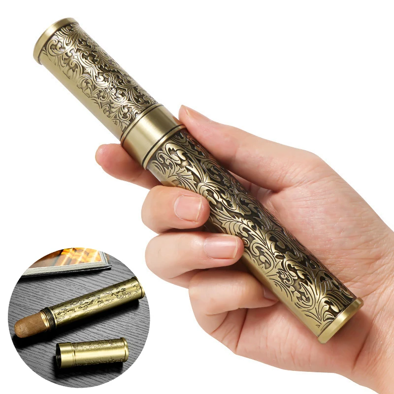 

Premium Metal Cigar Tube Airtight Storage Container Travel Case for Cigar Gift for Men