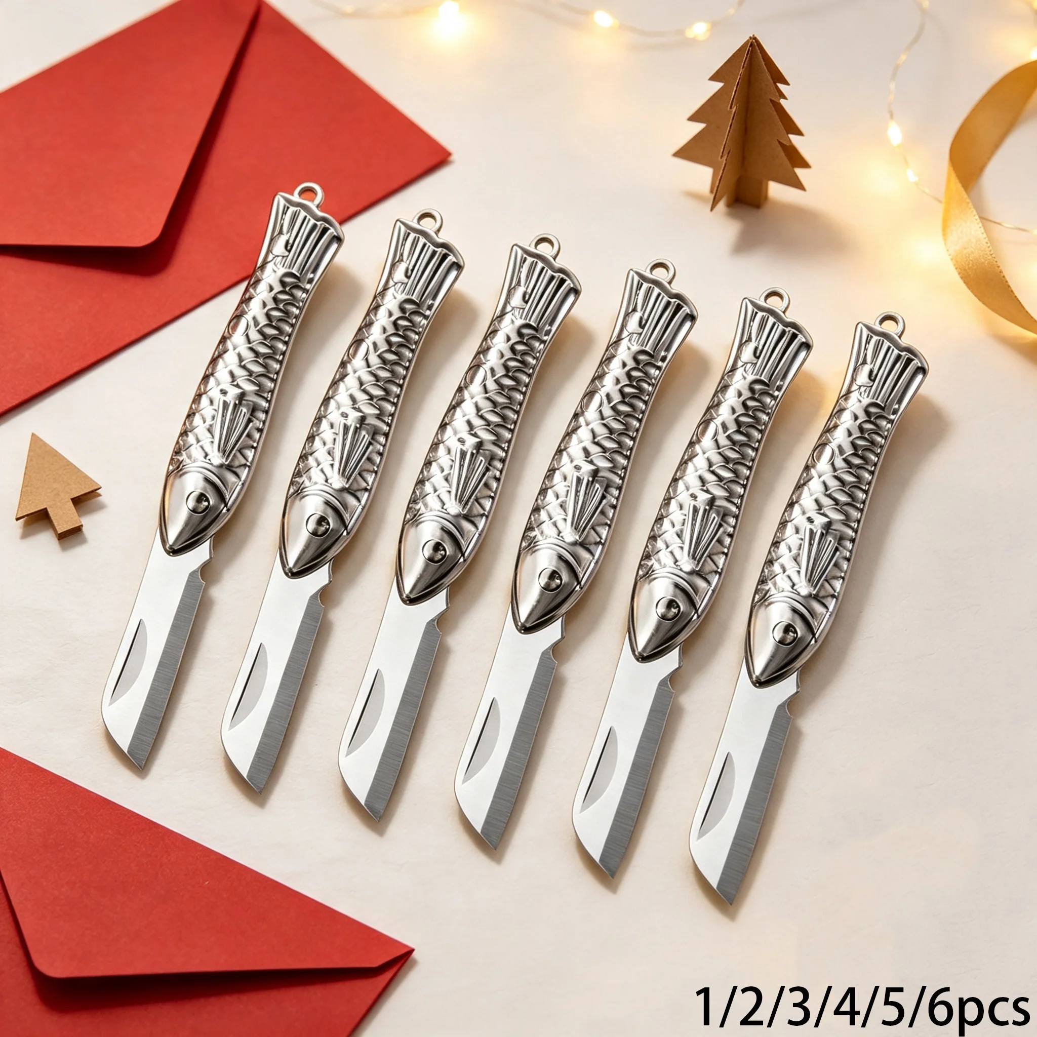 1/2/3/4/5/6PCS,Mini Fish Shaped Folding Pocket Knife, Parcel Opener, EDC Craft Tool for Package, Envelope & Letter Cutting