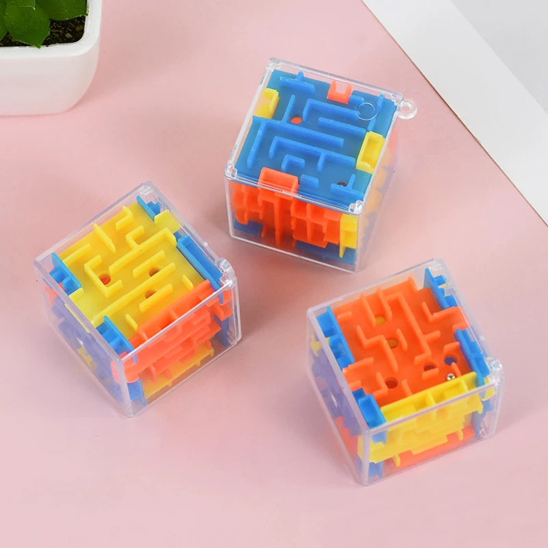 3D Maze Magic Cube Transparent Six-sided Puzzle Speed Cube Rolling Ball Magic Cubes Maze Toys for Children Reliever Educational