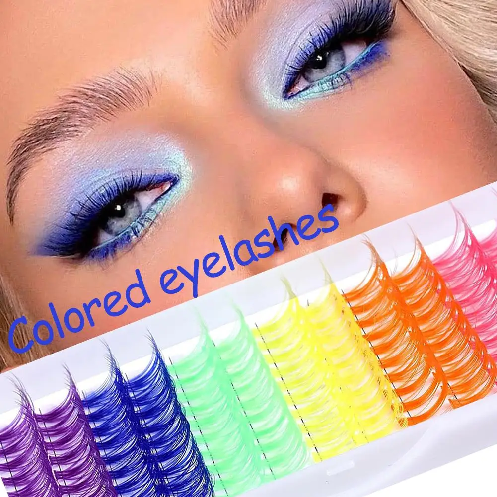 Bunte Glitzer-Wimpernverlängerung, Glitzer, individueller Fächer, russisches Nerzvolumen, Weihnachtswimpern, Wimpern, Halloween, Prema J0L0